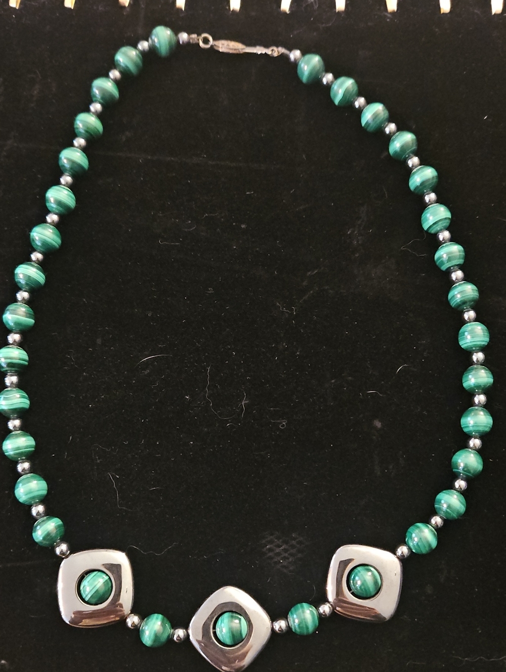 Malachite And Sterling Necklace